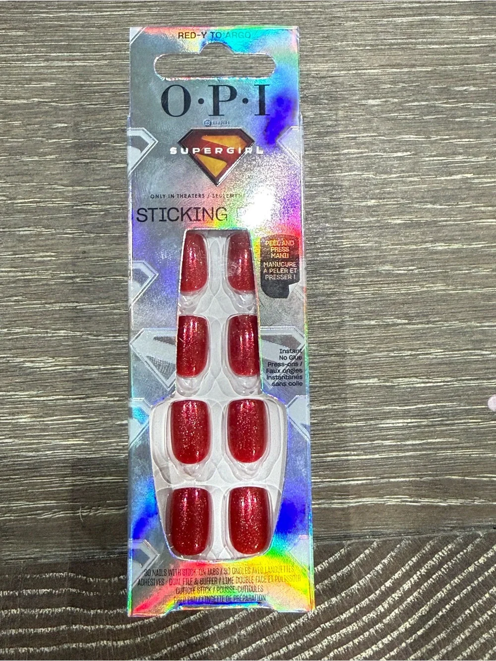 NWT limited edition OPI “Red-y to Argo” Glitter short length Press-On Nails